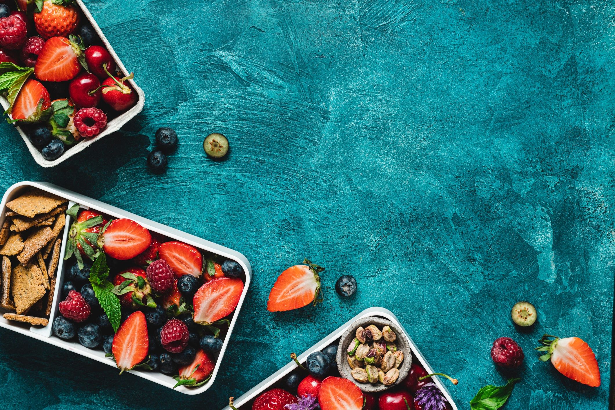 Healthy prepared meals in containers